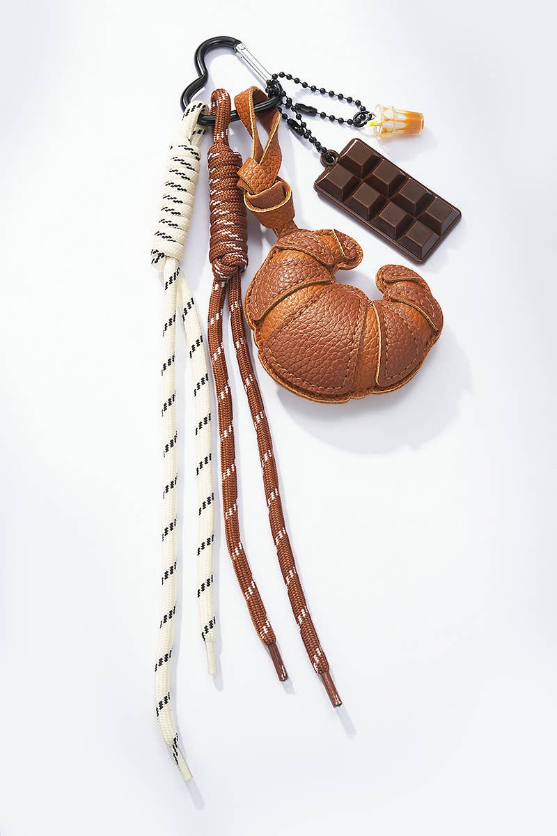 Bag charm - croissant, iced coffee, chocolate