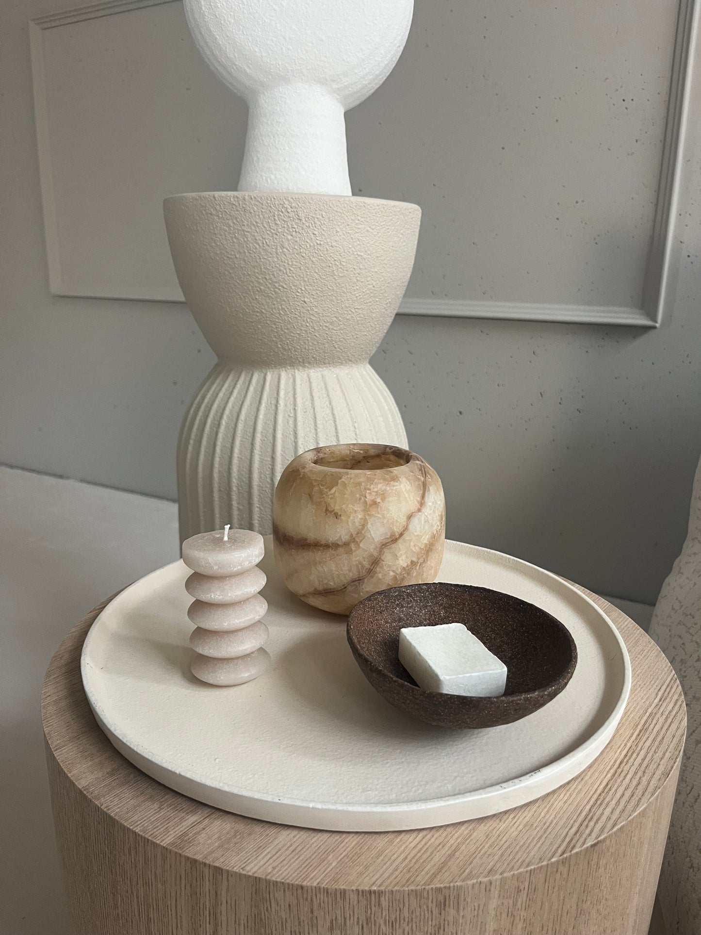 Geometrisch kaarsje | beige