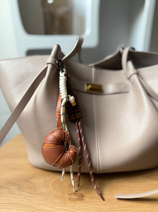 Bag charm - croissant, iced coffee, chocolate